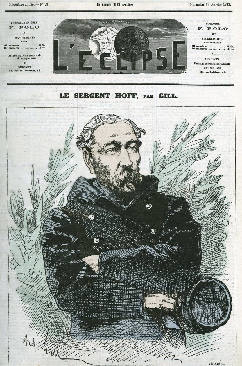 Retrato do Sargento Ignace Hoff (1836-1902), soldado, heróis da Guerra de 1870 contra a Prússia. Capa em "L