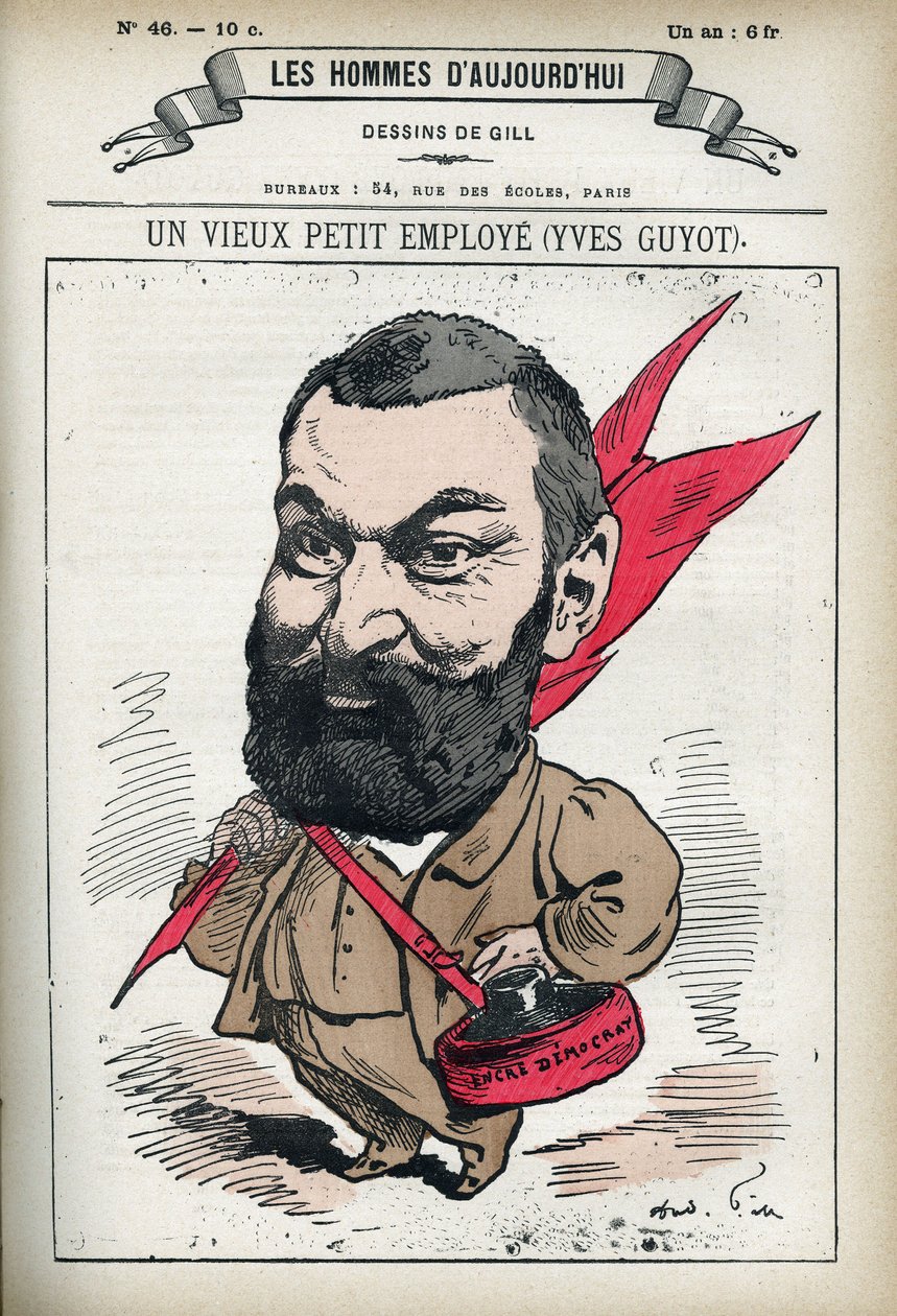 Retrato de Yves Guyot (1843-1928), político, publicista e economista francês. Desenho animado de Gill, Paris. de Andre Gill