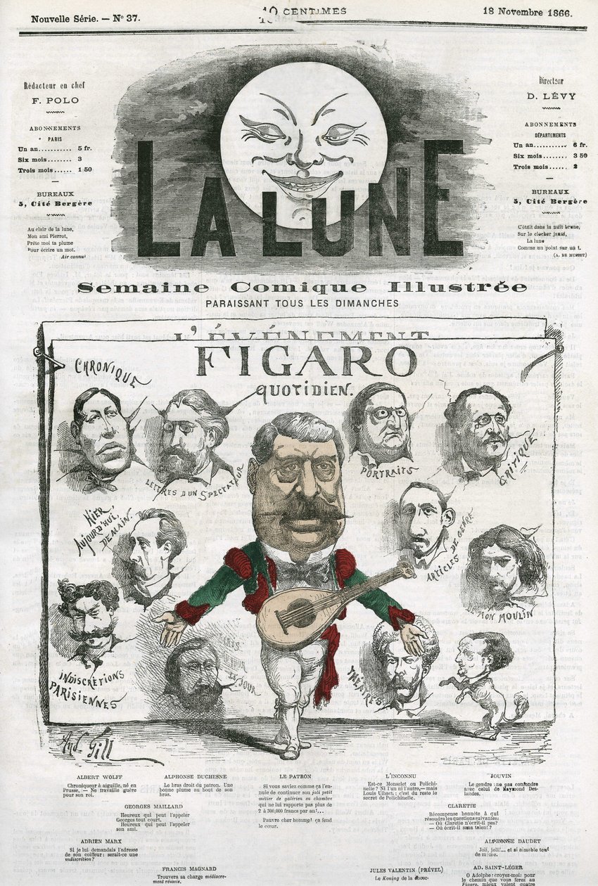Retrato dos jornalistas do "Figaro Quotidien". Cartoon de Gill, em "A Lua", 18 de novembro de Andre Gill