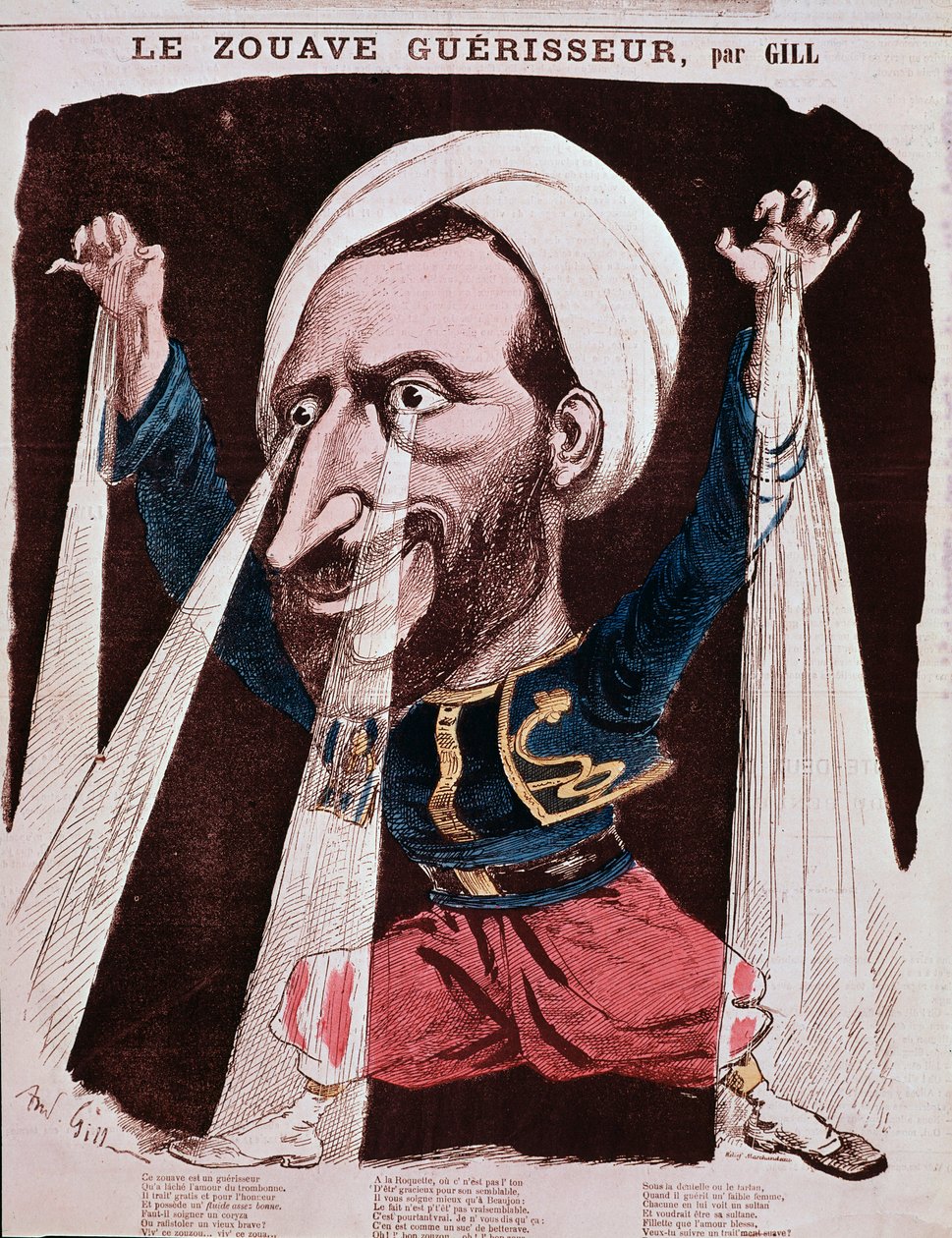 Retrato do curandeiro Jacob chamado Jacob zouave (gravura de Andre Gill