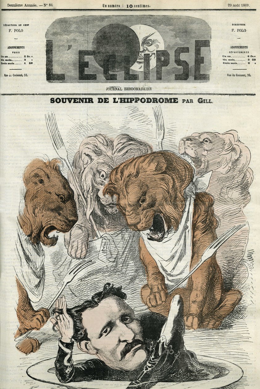 Lembrança do hipódromo, o domador Lucas foi evocado pelos seus leões. Capa em "L