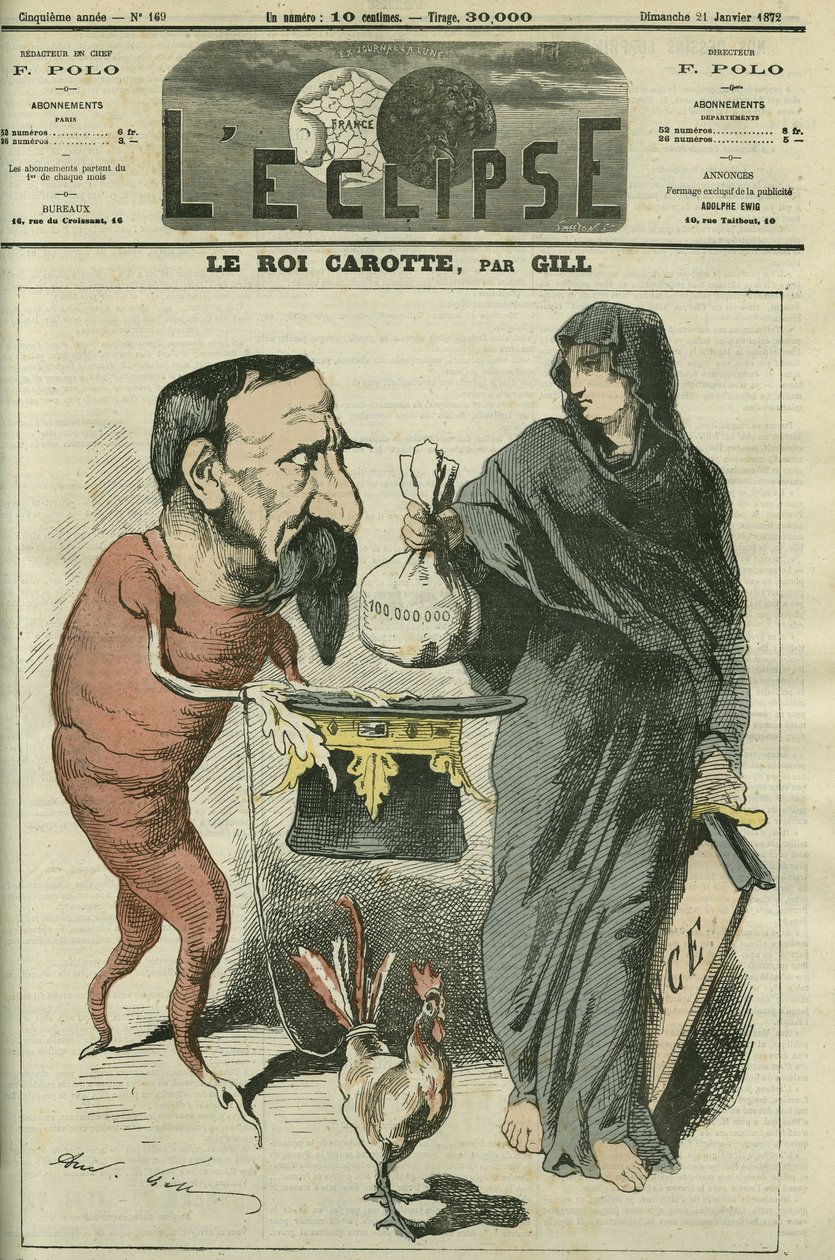 O Rei Cenoura, Napoleão III (1808-1873), Presidente da República e Imperador dos Franceses até a derrota de Sedan em 1870. Capa em "L