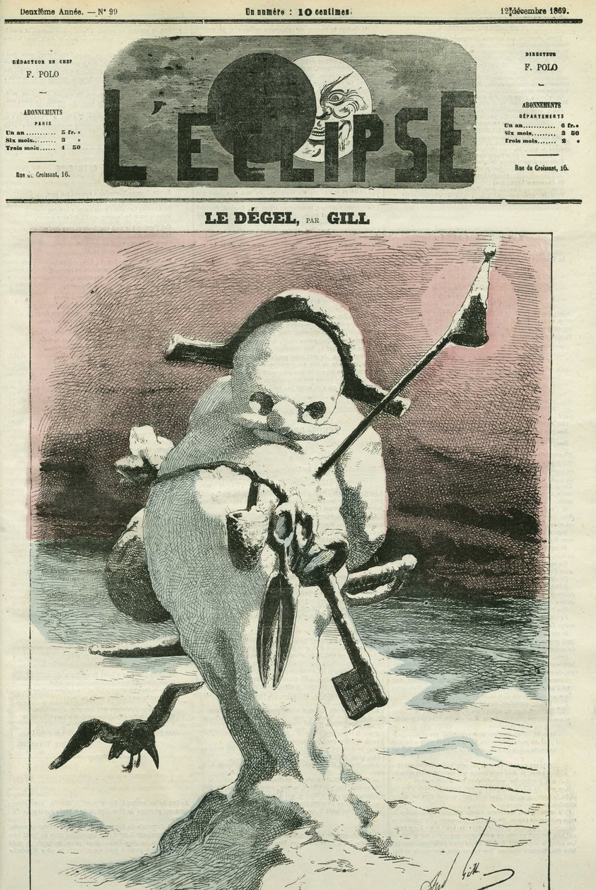 O degelo, evocação da situação política do governo de Napoleão III, "a França quer mais liberdade". Capa em "L