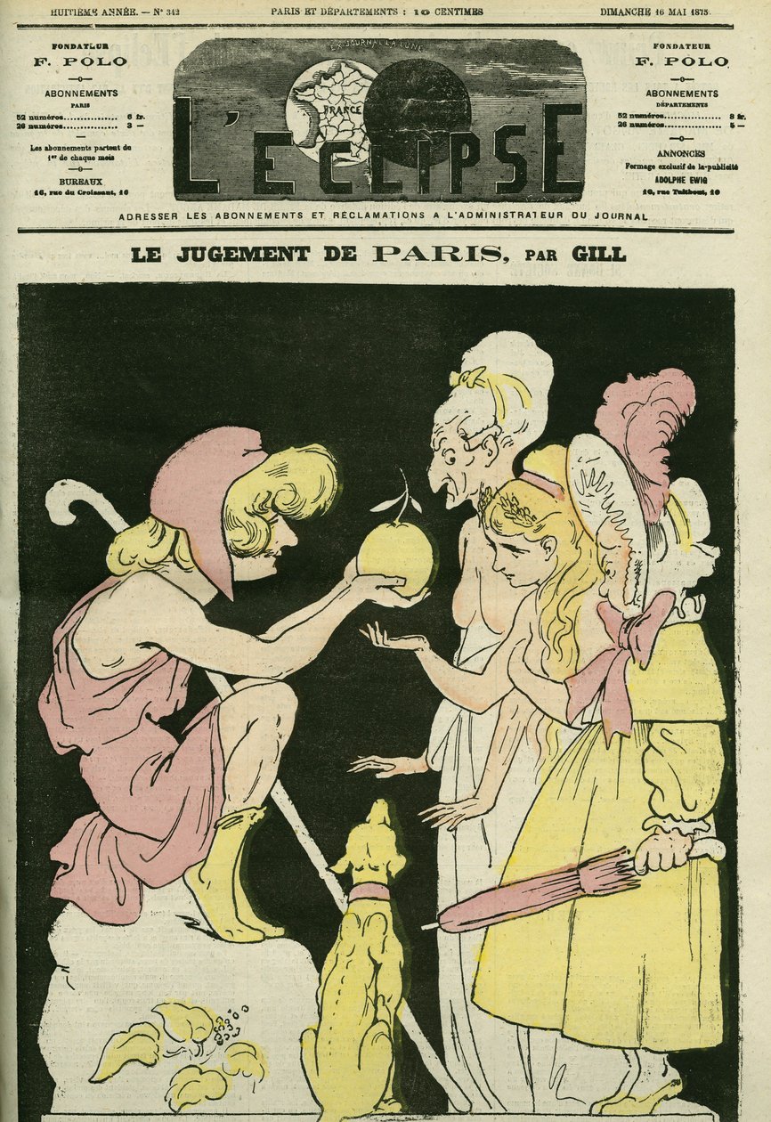 O julgamento de Paris, que escolhe a República para o Império e a Monarquia. Capa em "L
