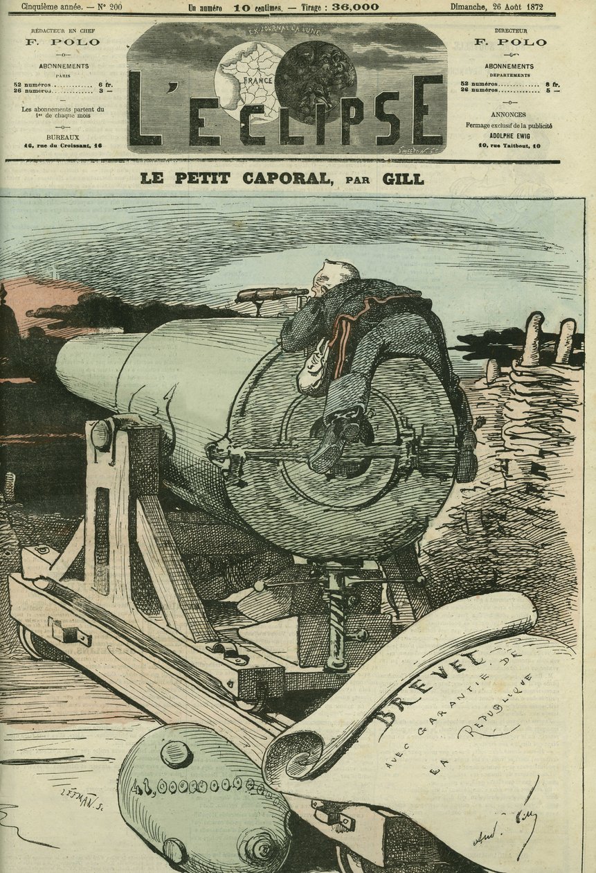 O pequeno cabo, Adolphe Thiers (1797-1877), historiador e estadista francês. Capa em "L