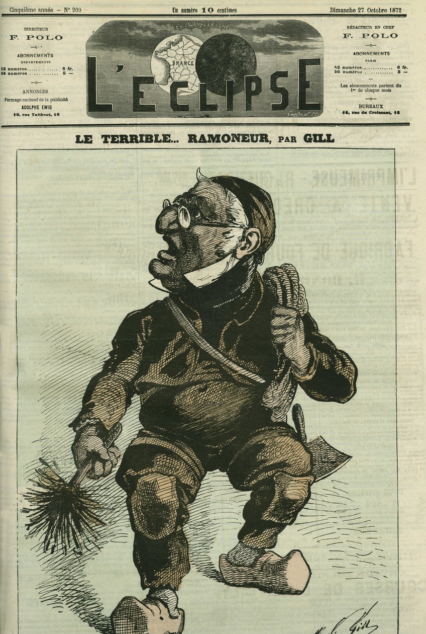 A terrível chaminé da chaminé, Adolphe Thiers (1797-1877), historiador e estadista francês. Capa em "L