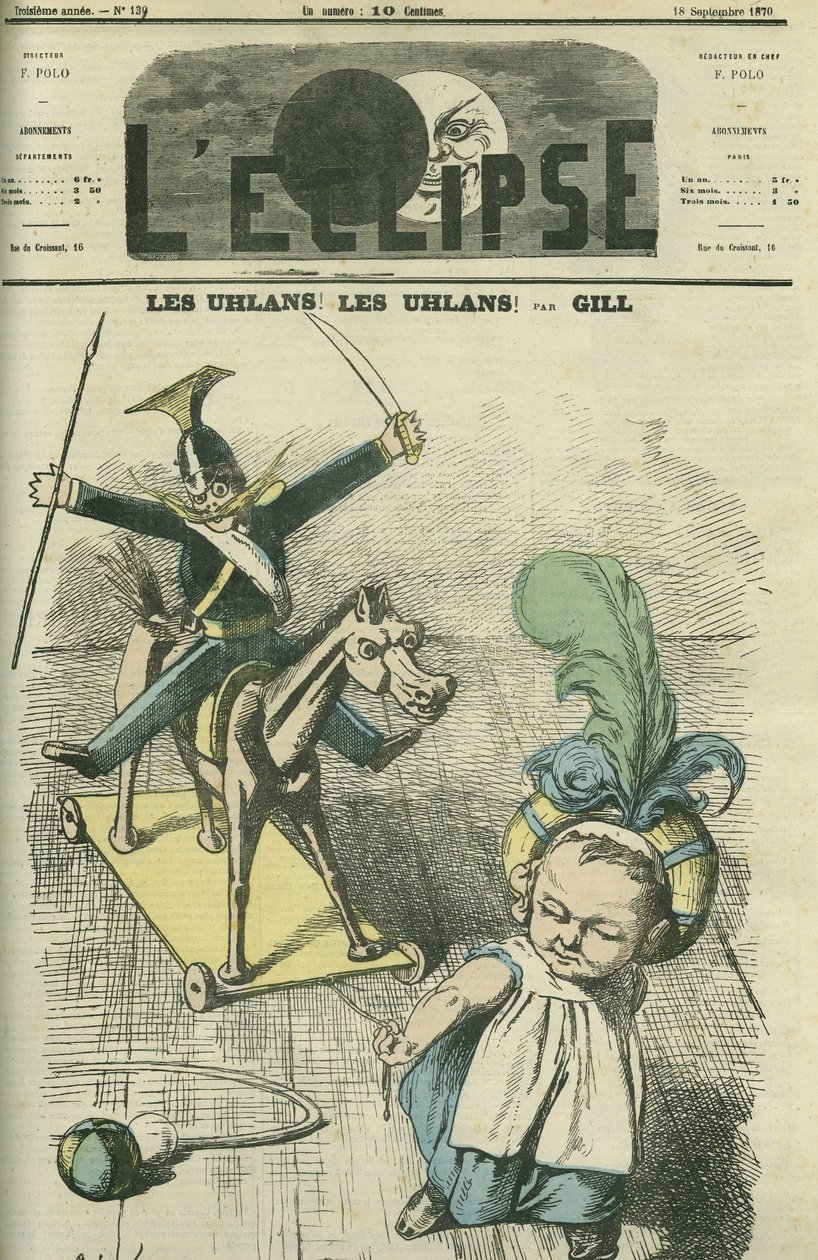 Os uhlans! Os hulanos! um projecto de cordas para crianças, eles são cavaleiros do exército prussiano. Capa em "L