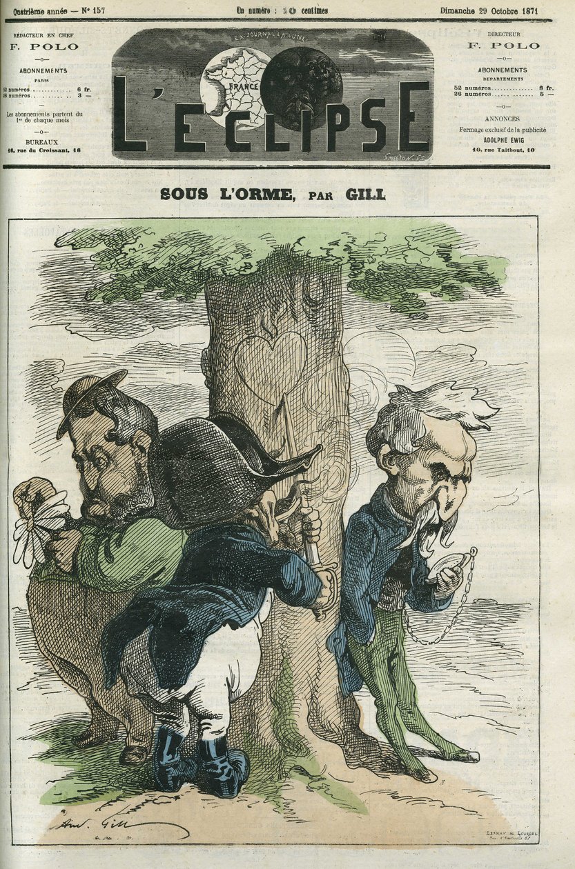 Sob o olmo, Napoleão III, Emile Ollivier espera, estes são os principais atores da derrota de Sedan. Capa em "L