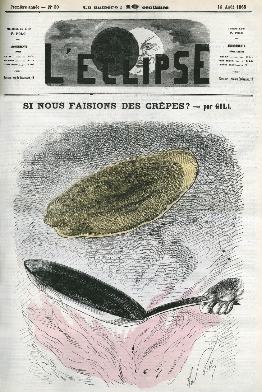 Porque não fazemos crepes? ilustração de Gill, em reacção à censura. Capa em "L