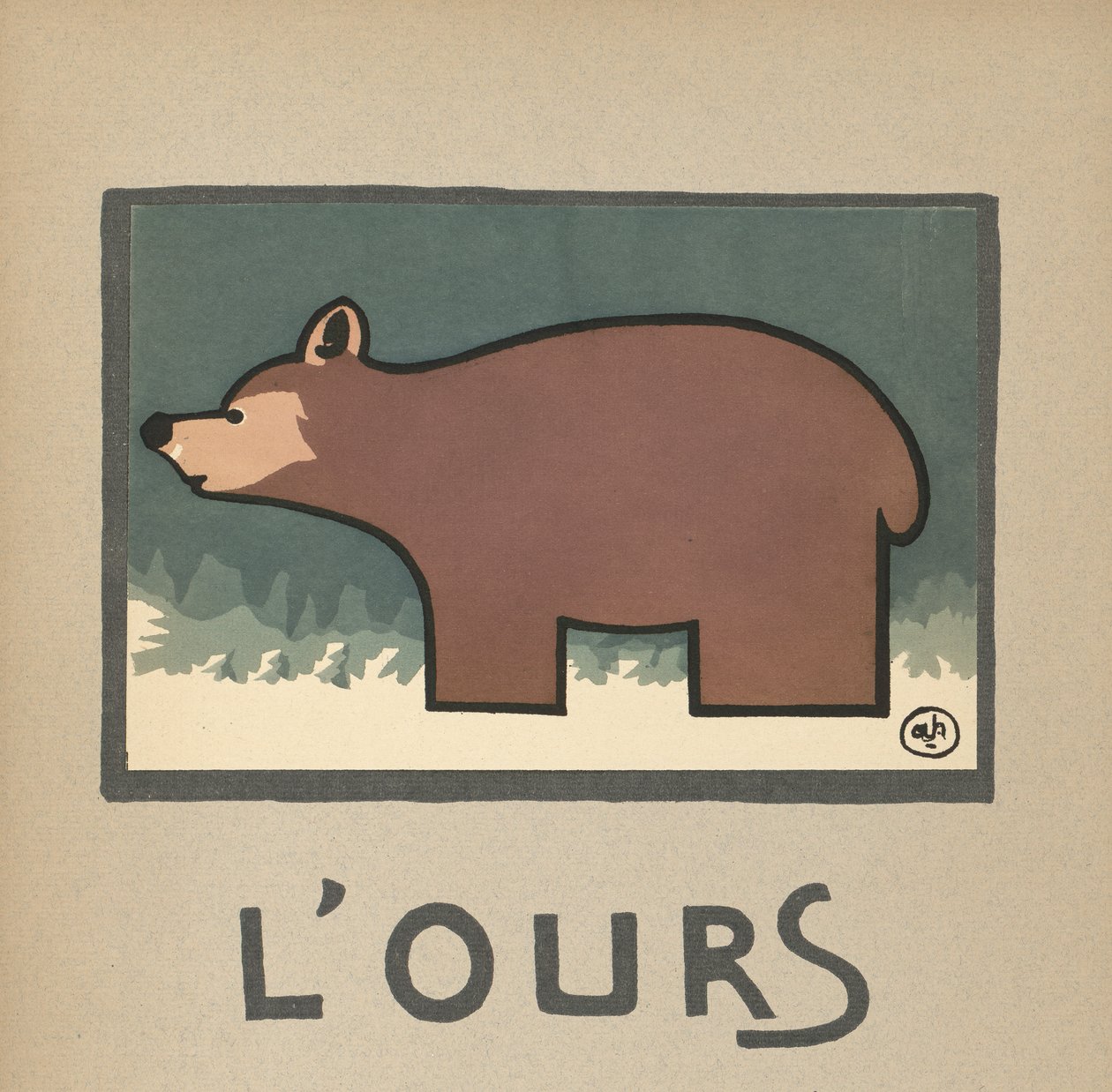 Ilustração infantil de um urso de L