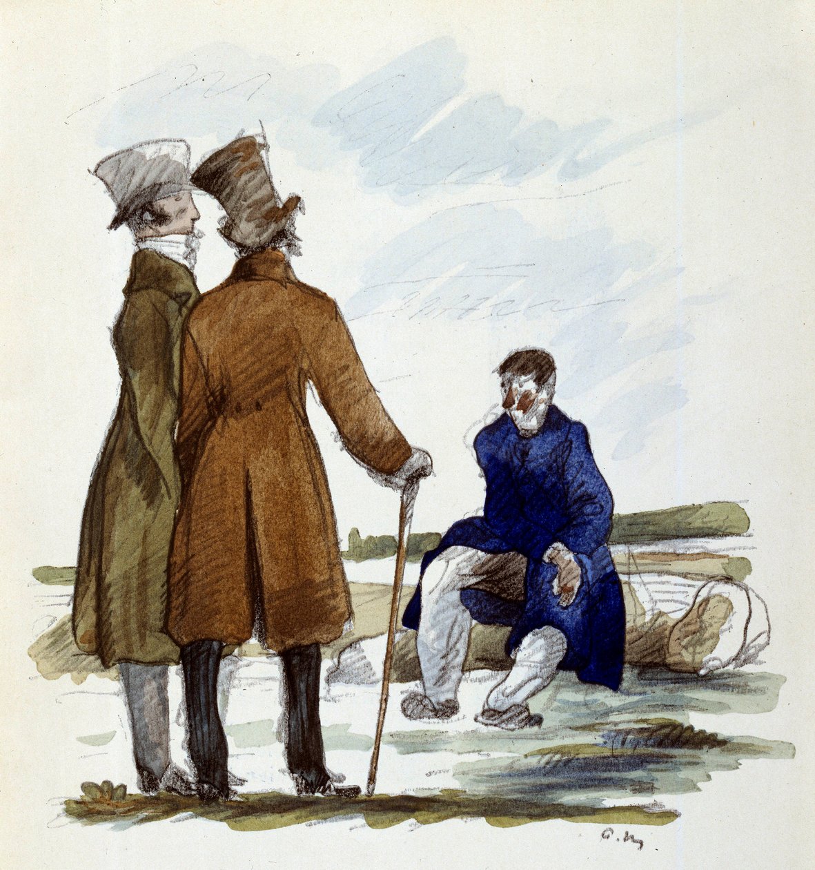 Ilustração de Andre Mare (1885 - 1932) para o romance "O Coronel Chabert" de Honore de Balzac de Andre Mare