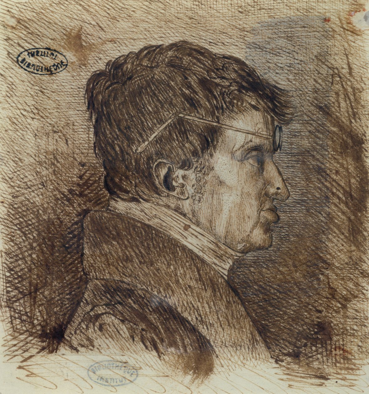 Auto-retrato 1775-1836, início do século XIX caneta e tinta sobre papel de Andre Marie Ampere