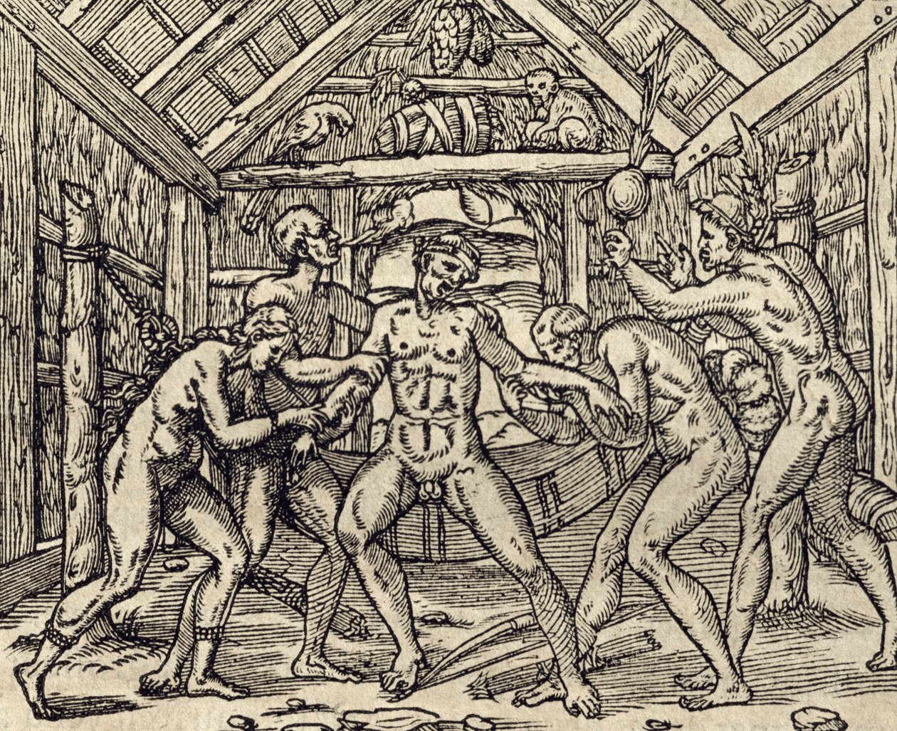 Cuidados de paciente nas ilhas do Caribe, gravura, Caribe de Andre Thevet
