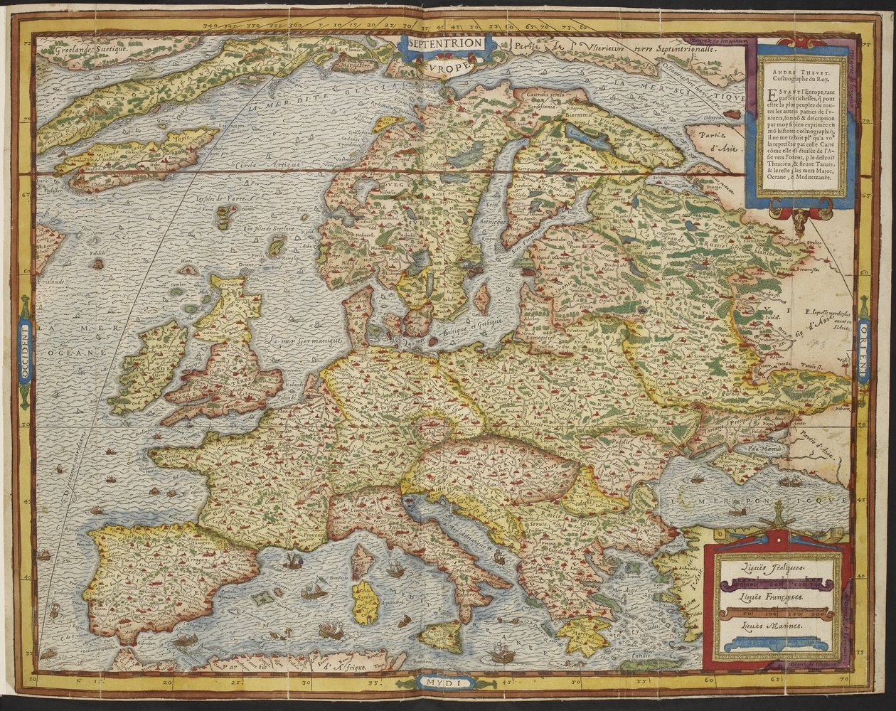 Mapa da Europa, A Cosmografia Universal de André Thevet de Andre Thevet