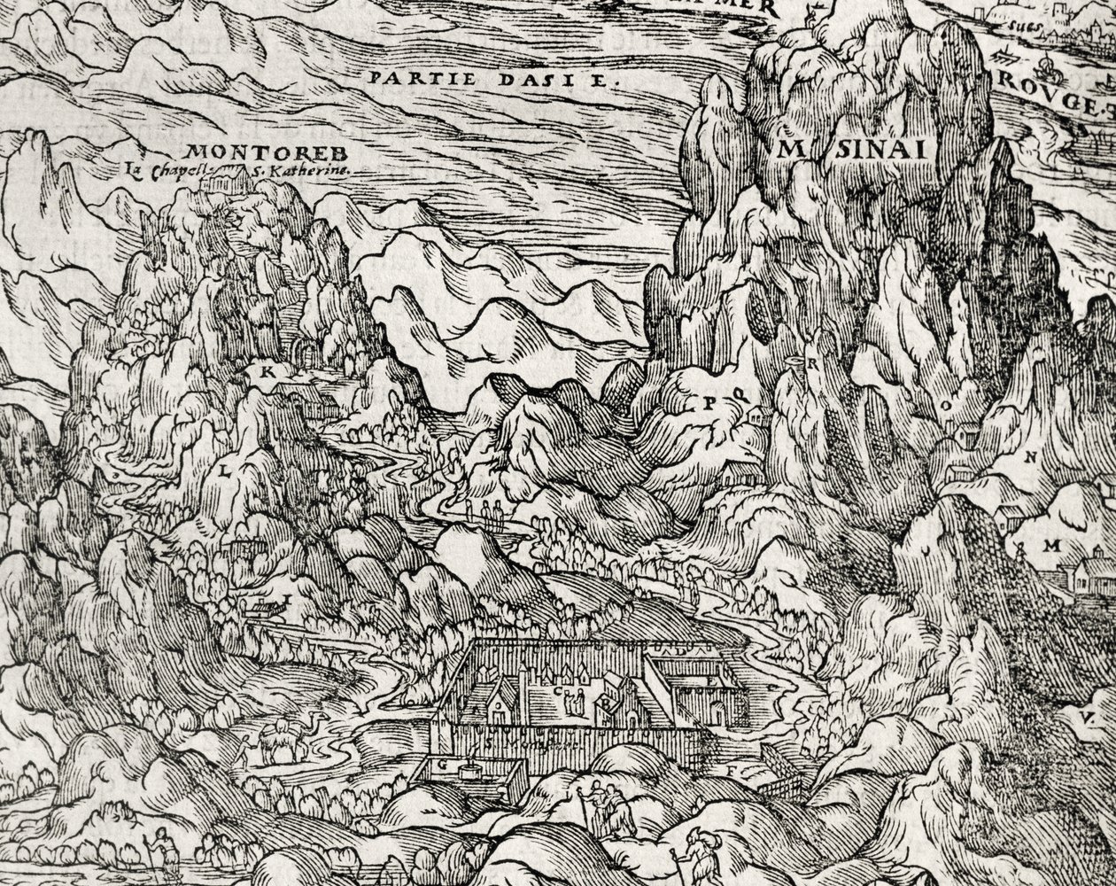 Região montanhosa do Sinai, gravura de Andre Thevet (1504-1592), Paris, França de Andre Thevet