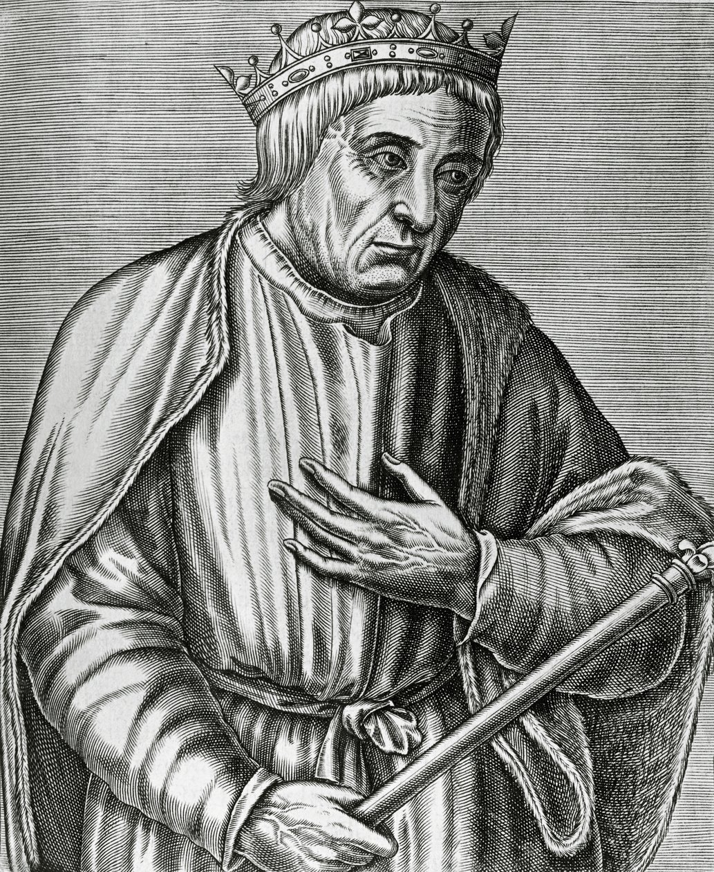 Retrato de Casimir III, Rei da Polónia, conhecido como Grande (1310-1370), gravura de Les Vrais pourtraits et Vies des Hommes illustres de Andre Thevet