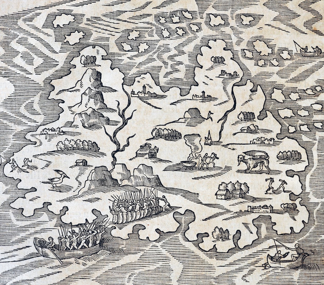 Ilha da Trindade, gravura da Cosmologia Universal, de Andre Thevet (1504-1592), Paris de Andre Thevet