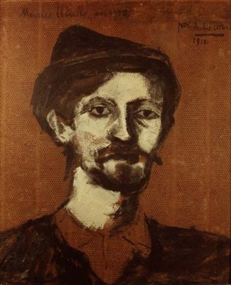 Retrato de Maurice Utrillo (1883-1955) (óleo a bordo) de Andre Utter