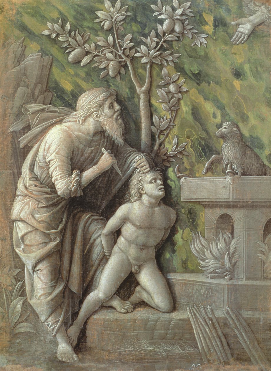 Abraão sacrificando Isaac, c.1490-95 de Andrea Mantegna