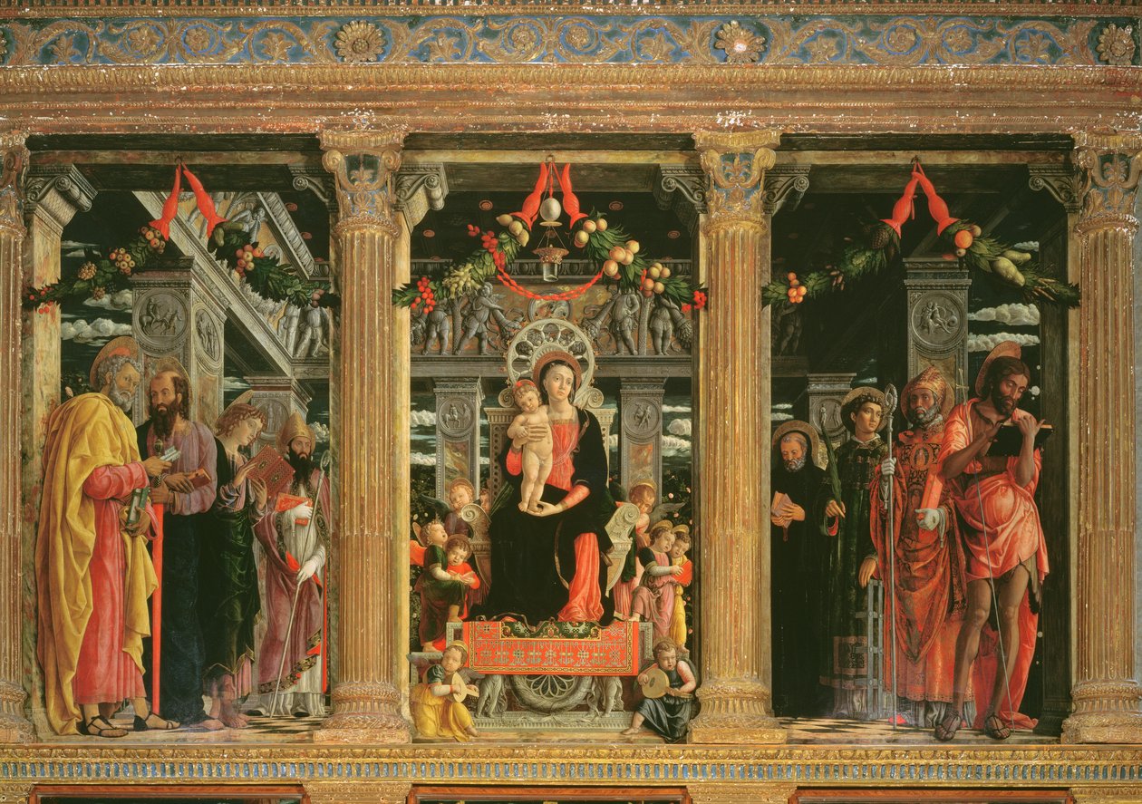 Retábulo de São Zeno de Verona, 1456-60 (detalhe de 214237) de Andrea Mantegna