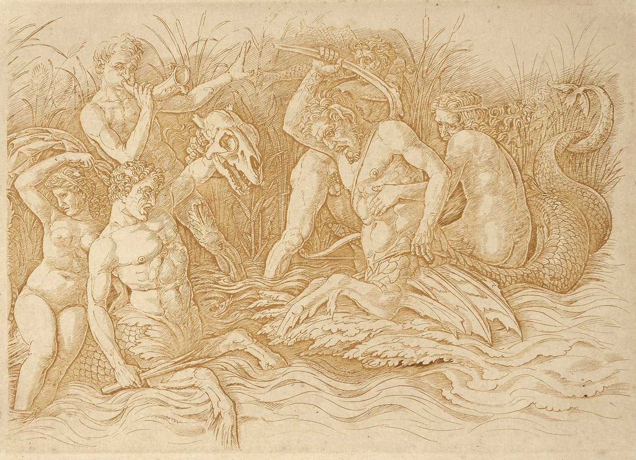 Batalha dos deuses marinhos de Andrea Mantegna