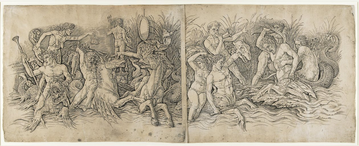 Batalha dos Deuses do Mar, 1470s de Andrea Mantegna