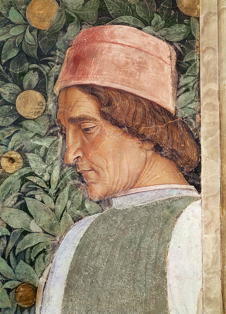 Detalhe da cabeça de um noivo, da Câmara degli Sposi ou Camera Picta, 1465-74 de Andrea Mantegna