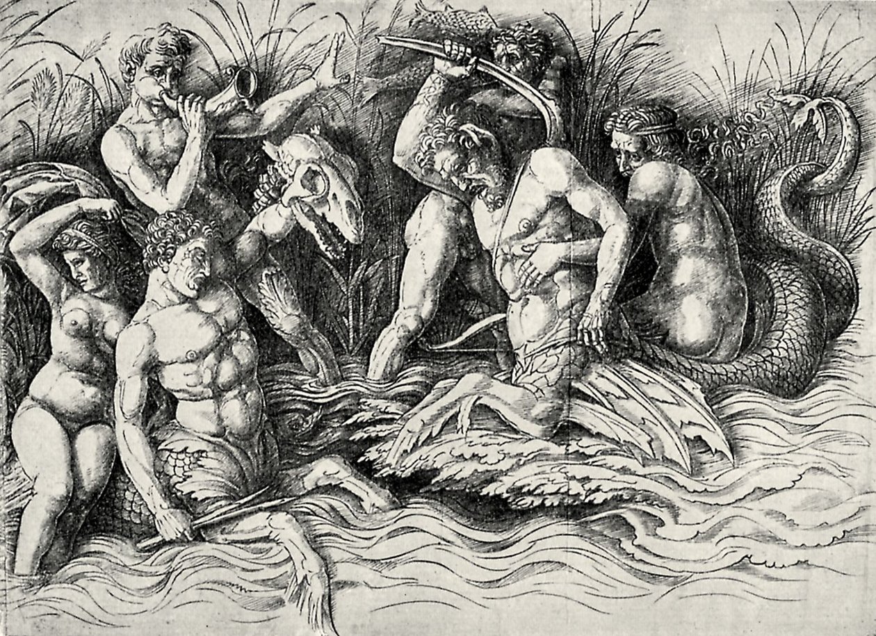 A Batalha dos Deuses do Mar de Andrea Mantegna
