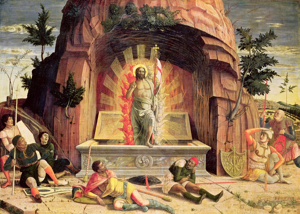 A Ressurreição, painel predella da direita do Retábulo de São Zeno de Verona, 1456-60 de Andrea Mantegna