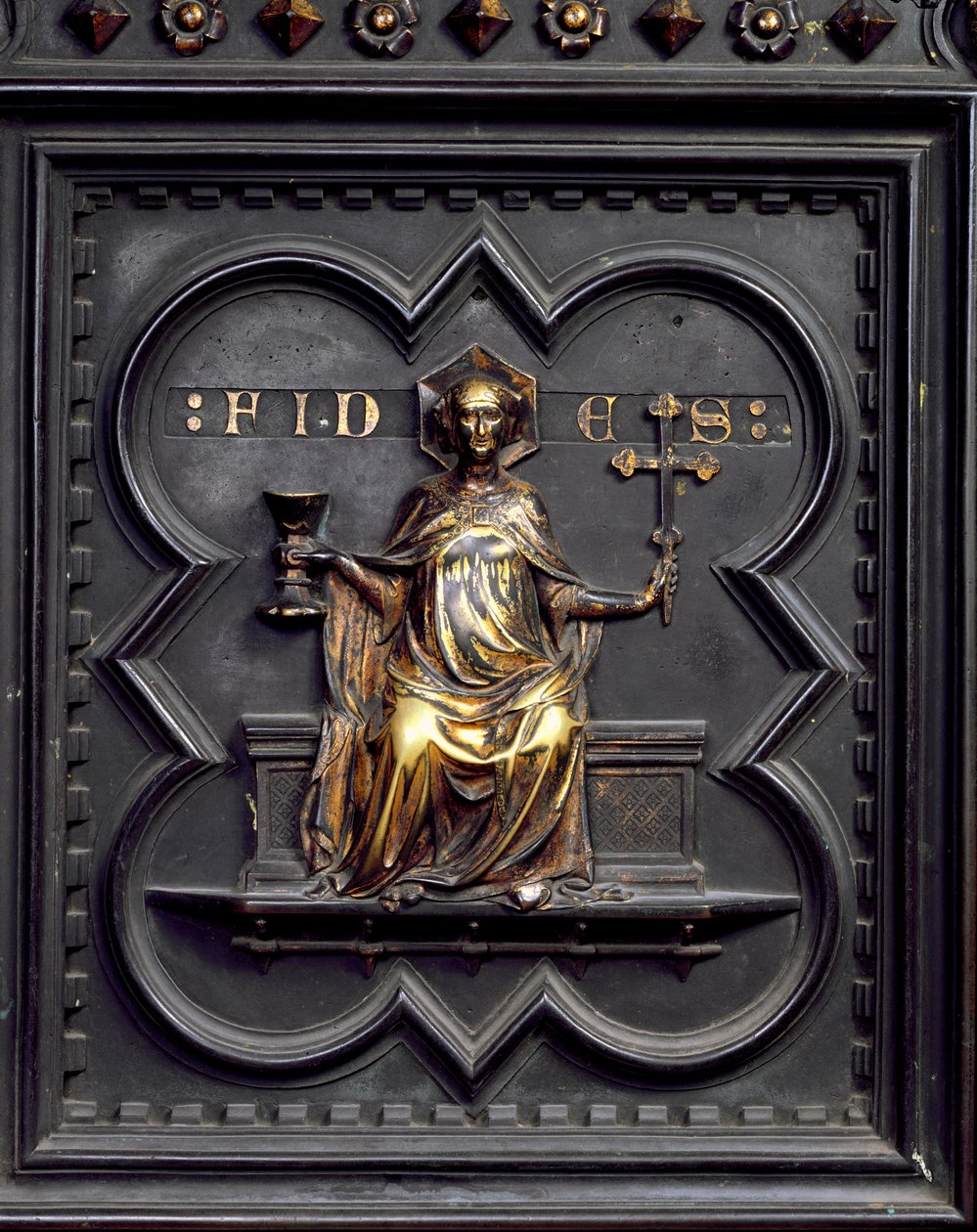 Fé, painel B das Portas do Sul do Batistério de San Giovanni, 1336 (bronze) de Andrea Pisano