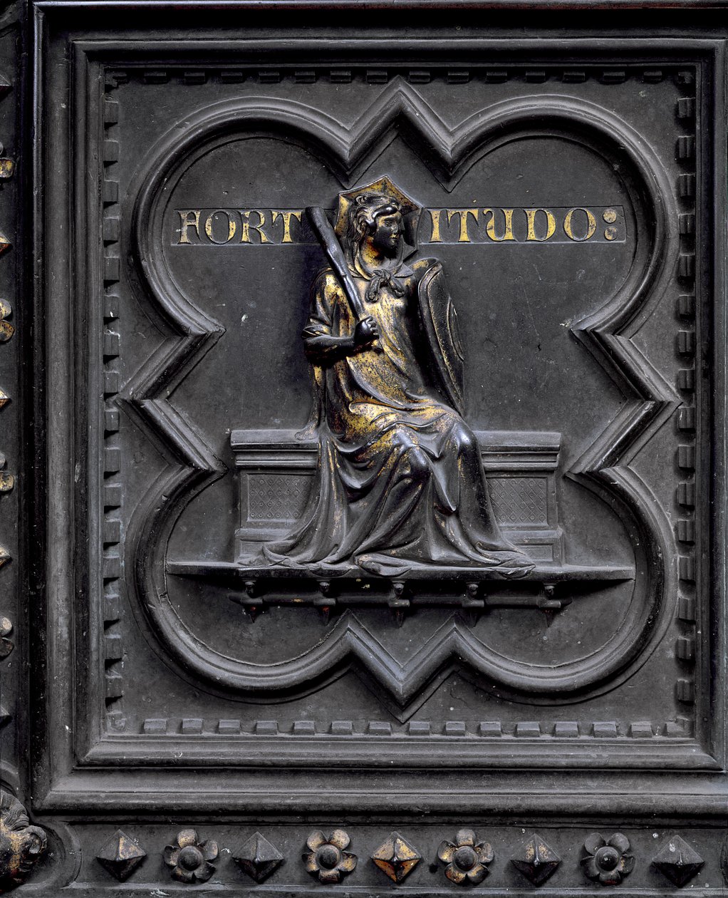Fortitude, painel E das Portas do Sul do Batistério de San Giovanni, 1336 (bronze) de Andrea Pisano