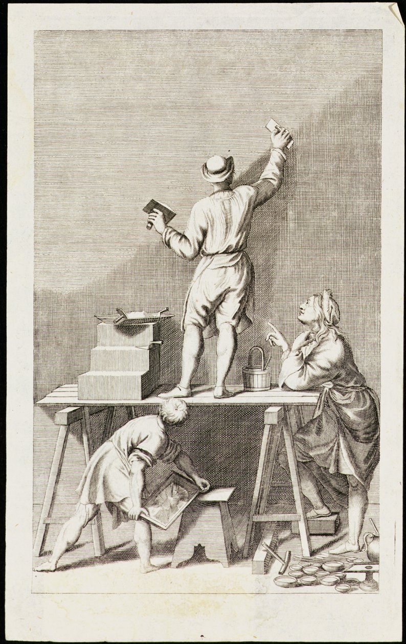 Preparando uma parede para pintura a fresco de Andrea Pozzo