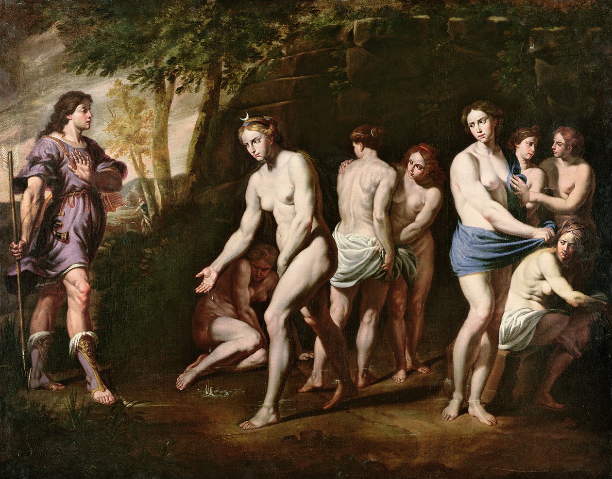 Diana e suas ninfas surpreendidas por Actaeon de Andrea Vaccaro