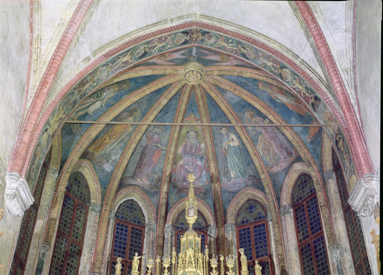 Padres e Apóstolos Beneditinos, da Abóbada da Abside na Capela de São Tarasio de Andrea del Castagno