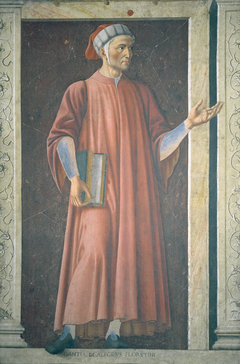 Dante Alighieri (1265-1321) da série Villa Cadeucci de homens e mulheres famosos, c.1450 (ver 28493 para detalhes) de Andrea del Castagno