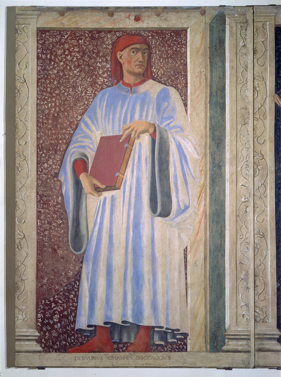 Giovanni Boccaccio (1313-1375) da série Villa Cadeucci de homens e mulheres famosos, c.1450 (afresco na tela) de Andrea del Castagno