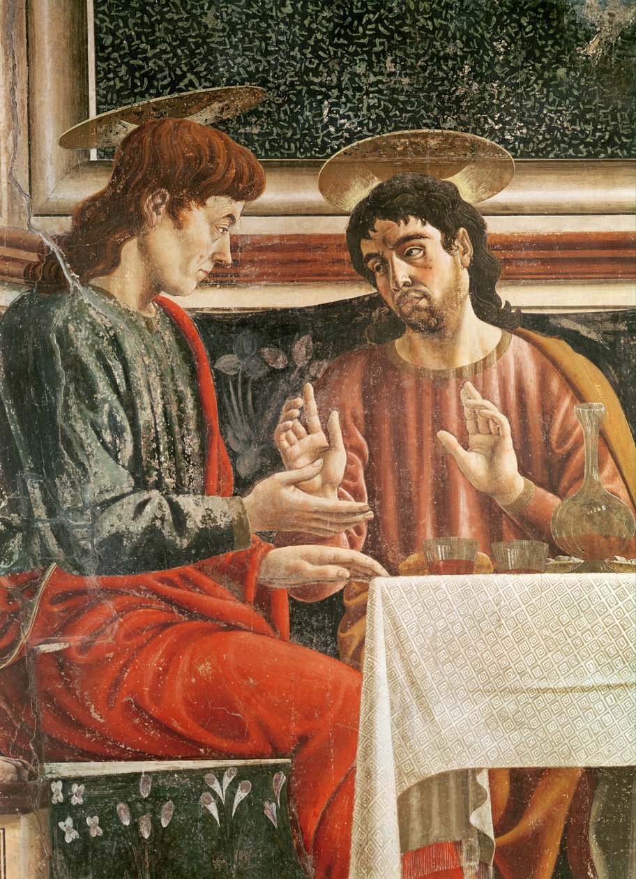A Última Ceia, detalhe de São Mateus e São Felipe, 1447 (detalhe de 85172) de Andrea del Castagno