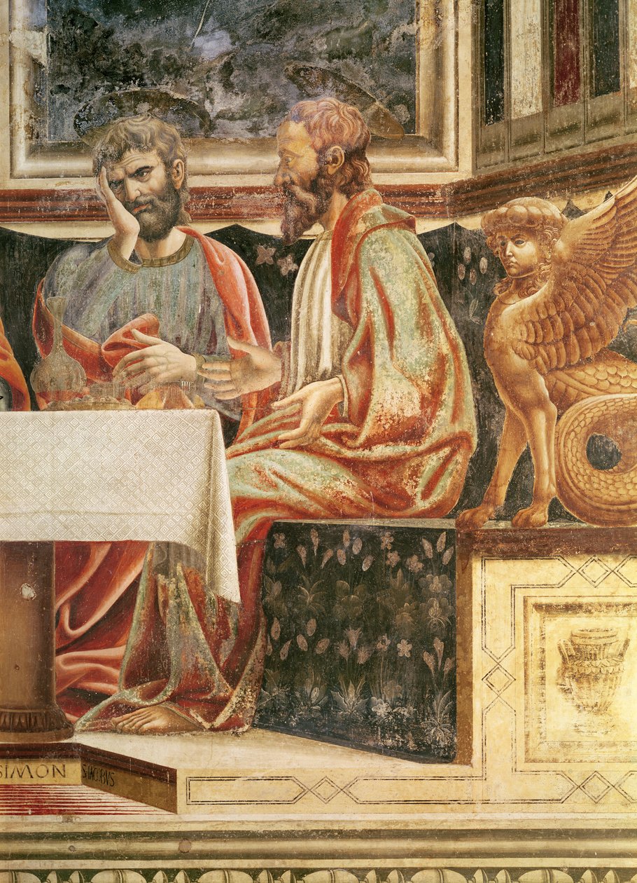 A Última Ceia, detalhe de São Tiago Menor e São Simão, c.1447 (detalhe de 85172) de Andrea del Castagno