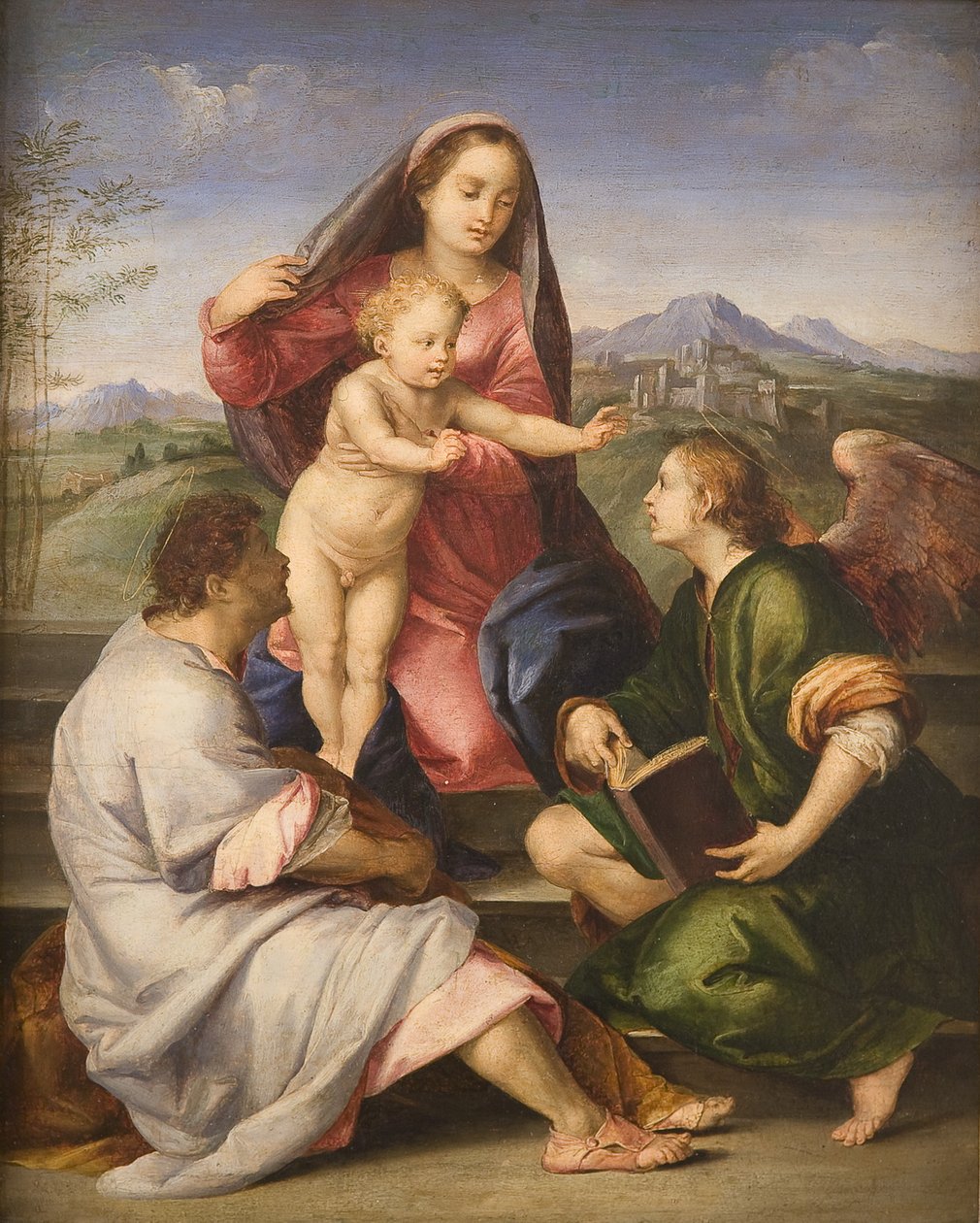 Madonna com uma criança, um santo e um anjo de Andrea del Sarto