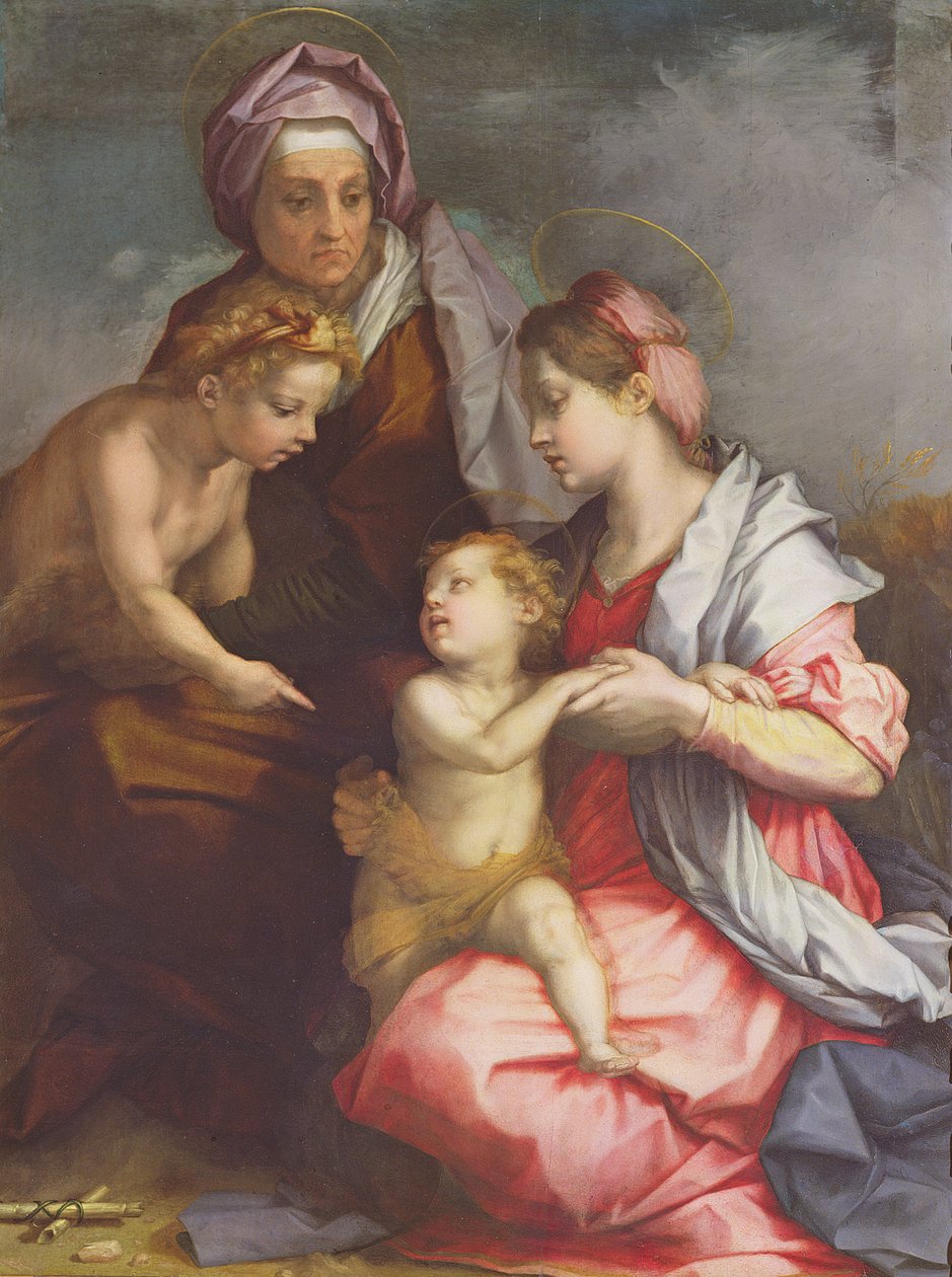 Madonna e criança com Santa Isabel e o infante São João Batista (painel) de Andrea del Sarto