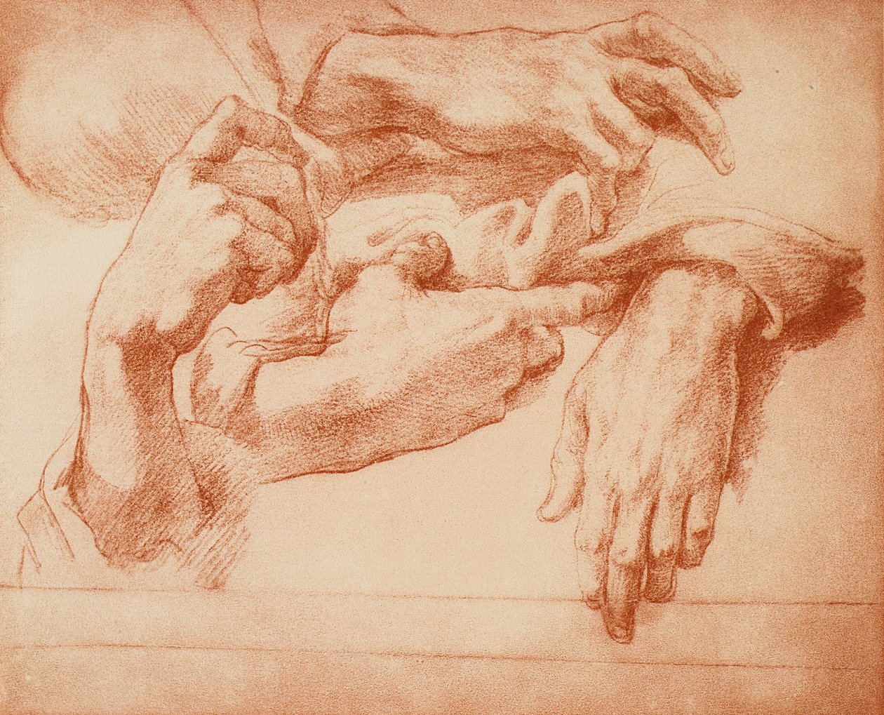 Estudo de mãos de Andrea del Sarto