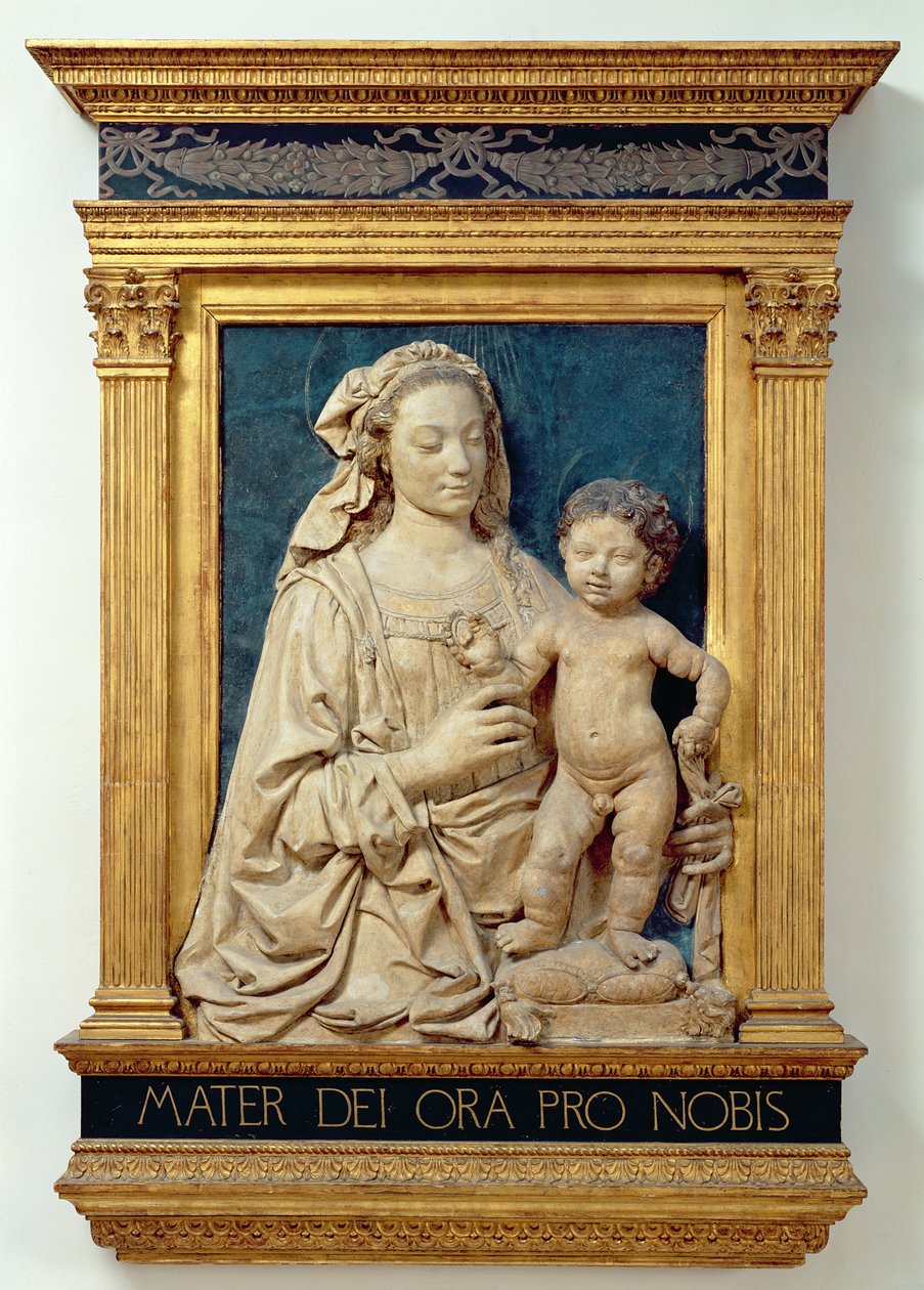 Madonna and Child, c.1470 (terracota vidrada) (veja também 428020) de Andrea del Verrocchio
