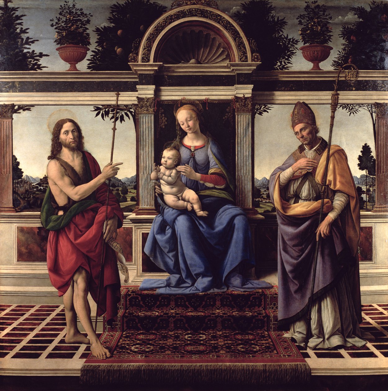 Madonna com os Santos João Batista e Donato, c.1475-83 de Andrea del Verrocchio