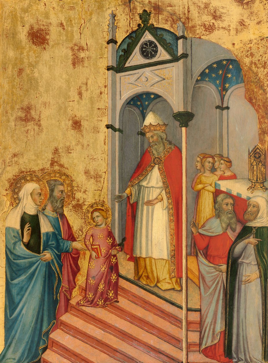 A Apresentação da Virgem no Templo, c.1400-5 (tempera no painel de álamo) de Andrea di Bartolo