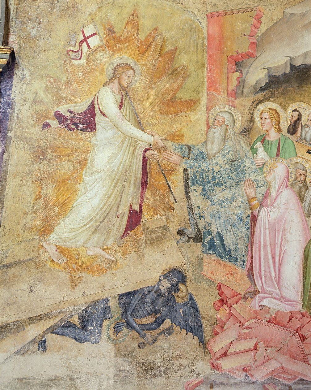 Detalhe, de, a, descida, de, a, crucifixos, capellone, degli, Spagnoli, 1365-67, fresco de Andrea di Bonaiuto