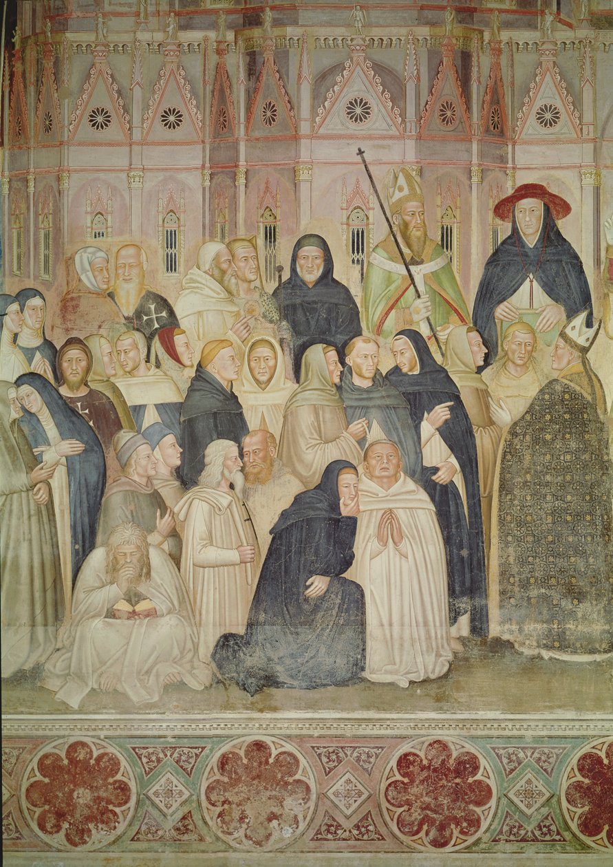 A, igreja, militante, e, triunfante, detalhe, de, a, lado esquerdo, c.1366-68, fresco, detalhe, de, 72859, 31612 de Andrea di Bonaiuto