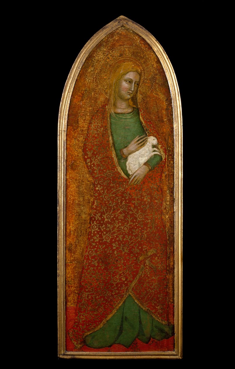 Santa Inês, c.1365 (tempera e folha de ouro na madeira) de Andrea di Bonaiuto fl.1343 77 Andrea di Bonaiuto fl.1343 77