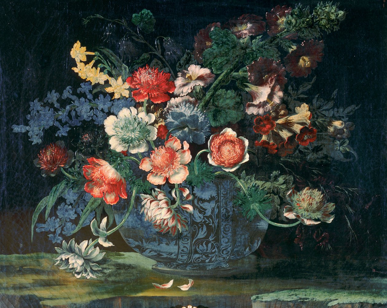 Bacia do porcellain chinês com um ramo de flores de Andrea the Elder Scacciati