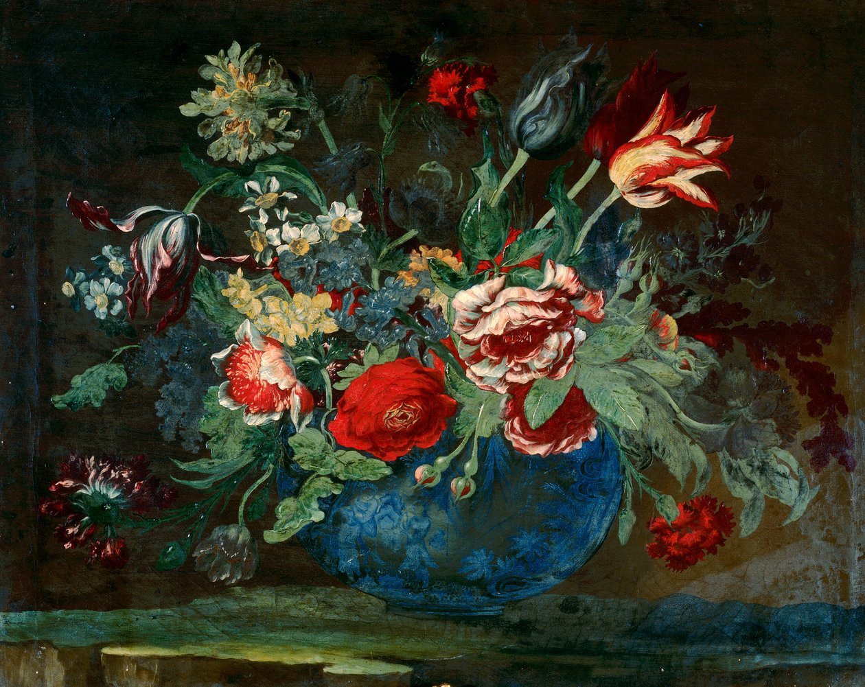 Bacia do porcellain chinês com um ramo de flores de Andrea the Elder Scacciati