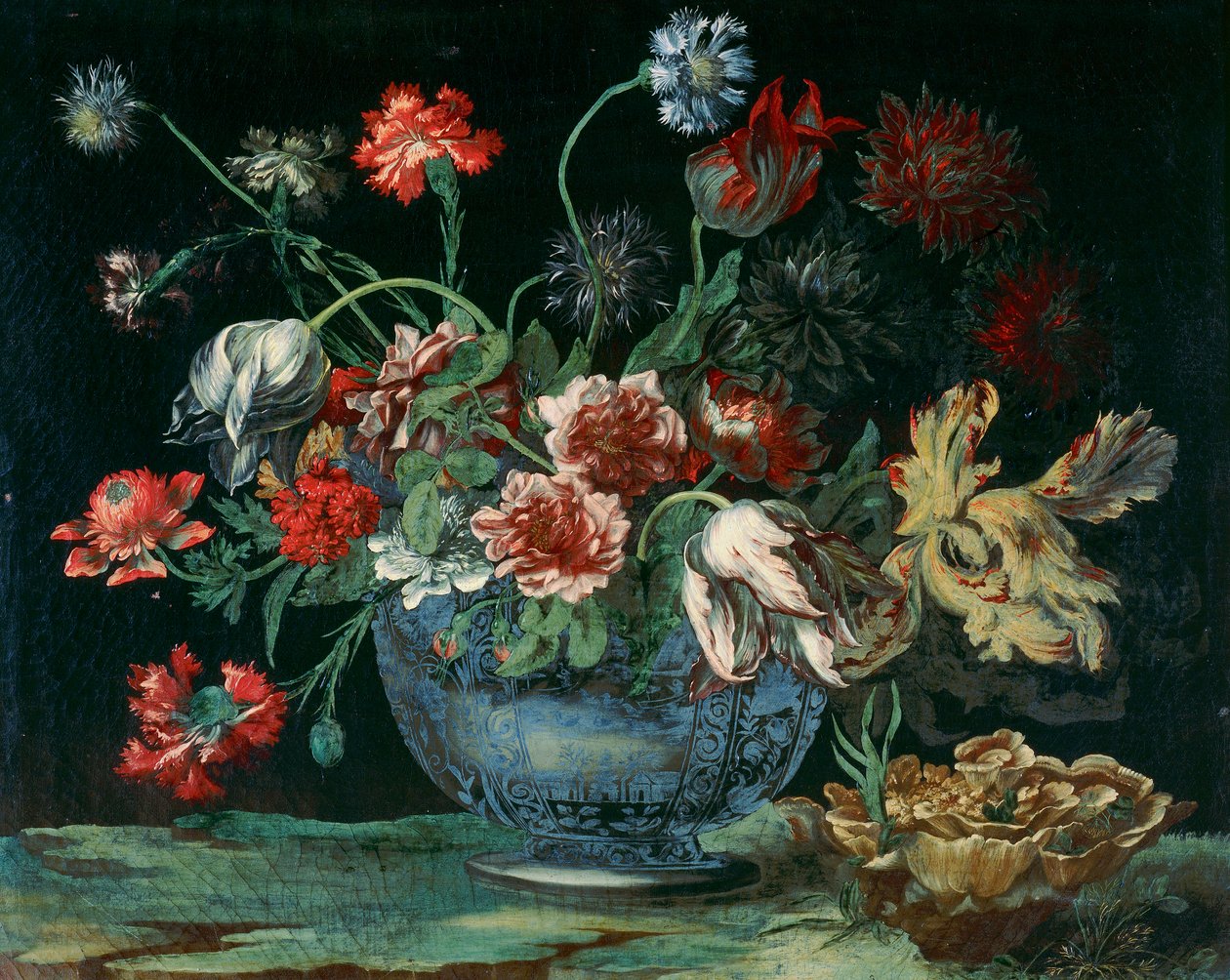 Bacia do porcellain chinês com um ramo de flores de Andrea the Elder Scacciati